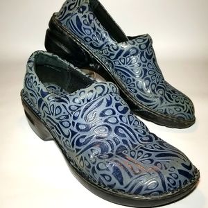 Boc,Born on Concept,leather clogs,weathered faded denim blues,women's si…